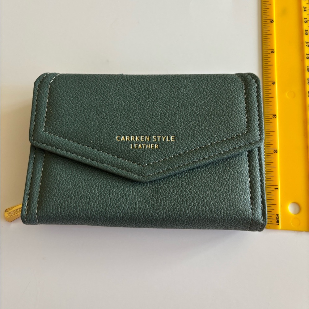 Leather Wallet Green Carrken Style - Picture 2 of 5